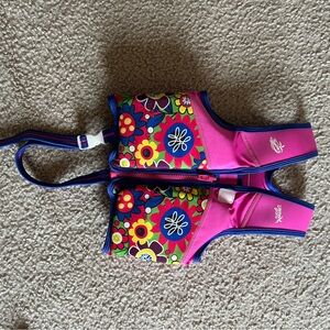Kids Swim Vest - Pink and Green Floral